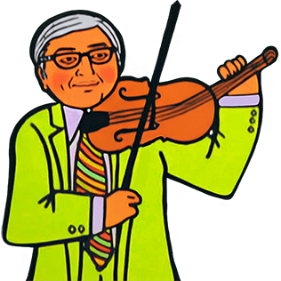 Image of Denis the Little App Helper playing the fiddle